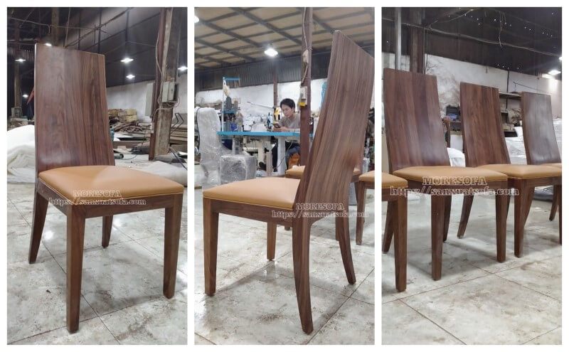 Mẫu ghế ăn gỗ óc chó cao cấp bọc da Ý phong cách hiện đại - Sản phẩm đồ gỗ óc chó đẹp cho không gian nội thất phòng ăn nhà chung cư, biệt thự, nhà phố