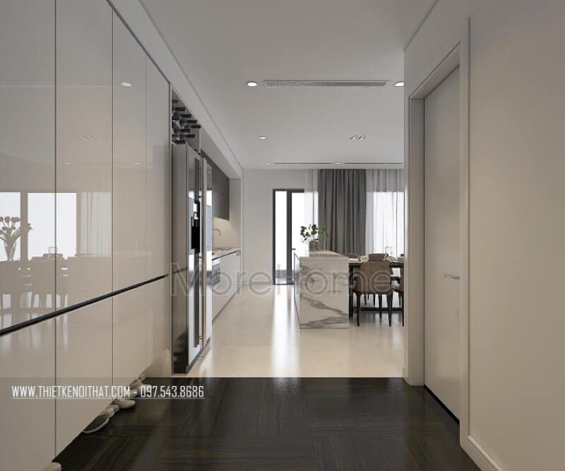 Mẫu cửa gỗ hiện đại gỗ công nghiệp được lựa chọn trong thiết kế căn hộ chung cư